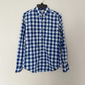 Men’s J. Crew Plaid Check Collared Shirt Slim Fit Size Small Blue Aqua
